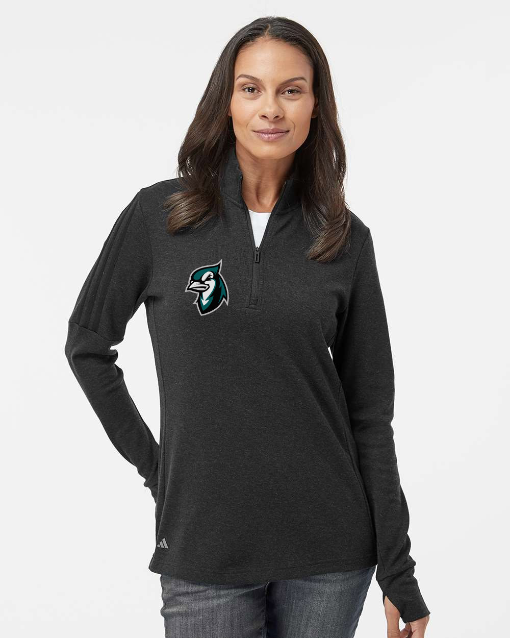 Women's 3-Stripes Quarter-Zip Sweater - A555Black S